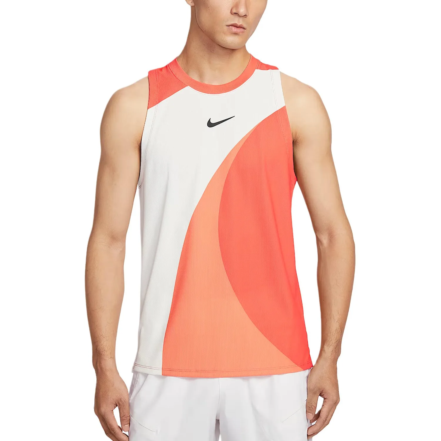 Nike Футболка Court Slam мужская Grass Skin Orange/Canvas White/Black с круглым вырезом, умеренный прямой крой