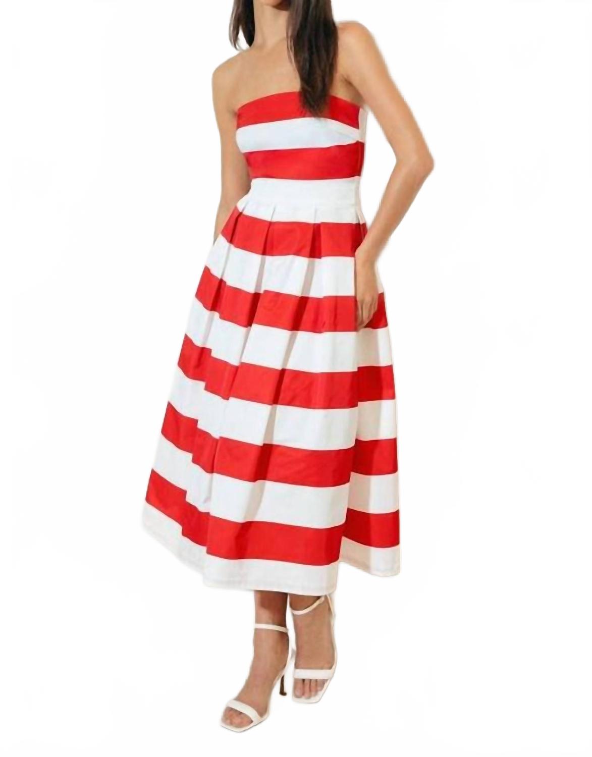 

Платье миди в полоску из цельного плетения красного цвета Flying Tomato, красный