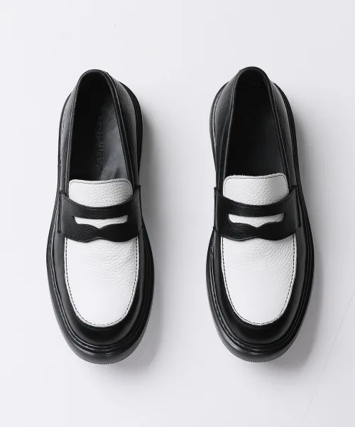 Мужские лоферы из натуральной кожи комбинированные Dunk White Combi Penny Loafers BRENOWELT — фото 4