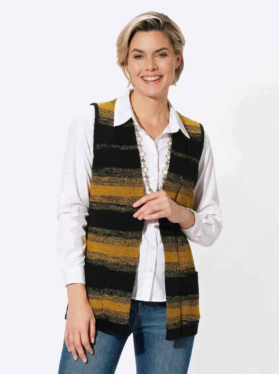 

Трикотажный жилет Classic Basics, цвет Ocker-Schwarz-Geringelt
