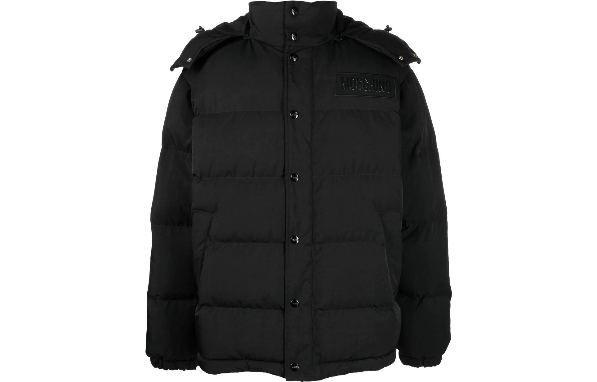 

MOSCHINO Стеганый пуховик с логотипом, Black