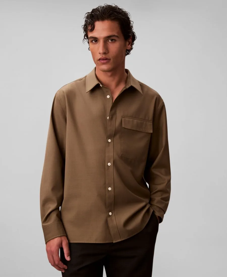 Мужская дорожная рубашка из саржи, стандартного кроя Calvin Klein, Capers
