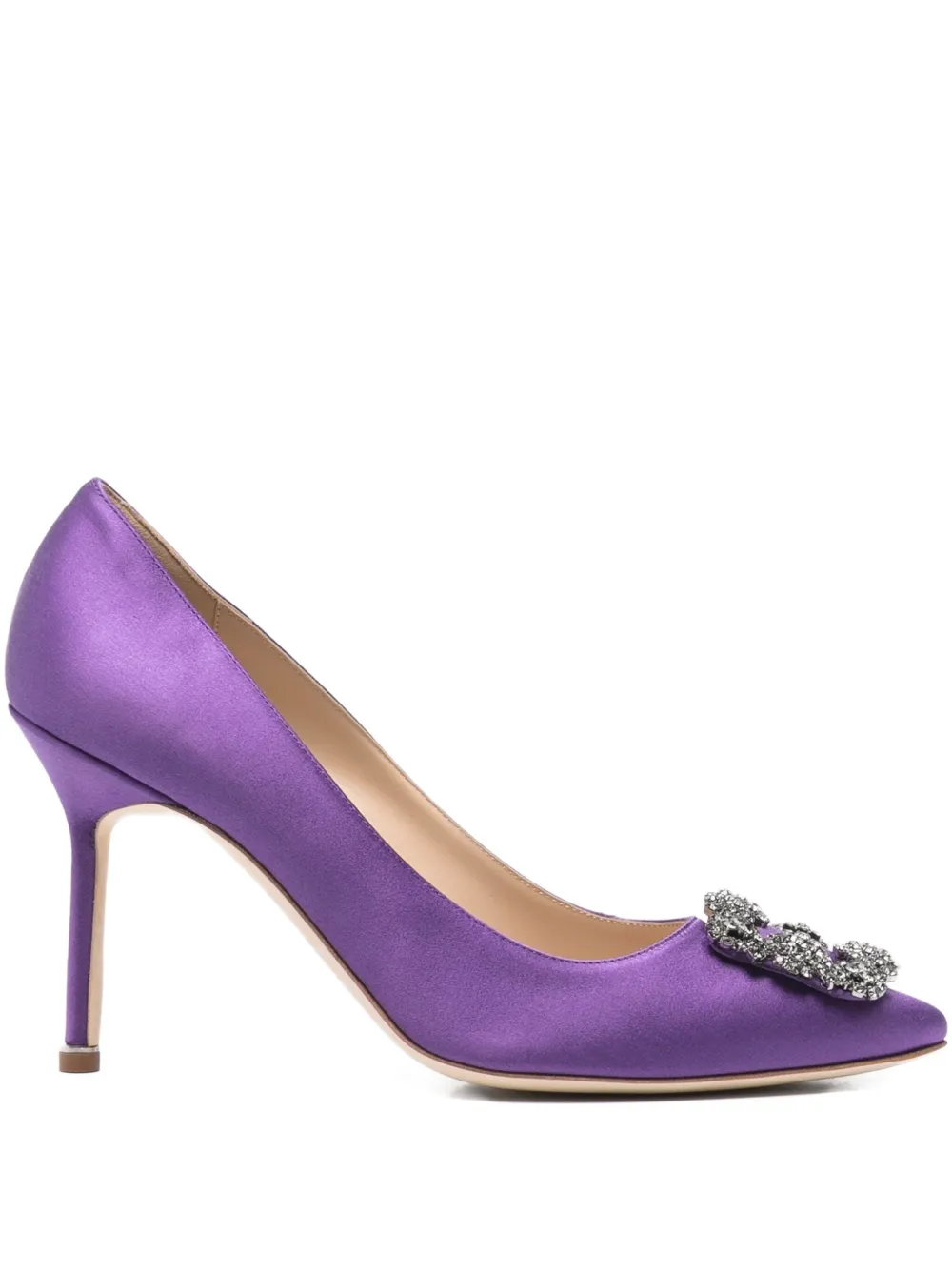 Атласные туфли с драгоценными камнями Manolo Blahnik, фиолетовый