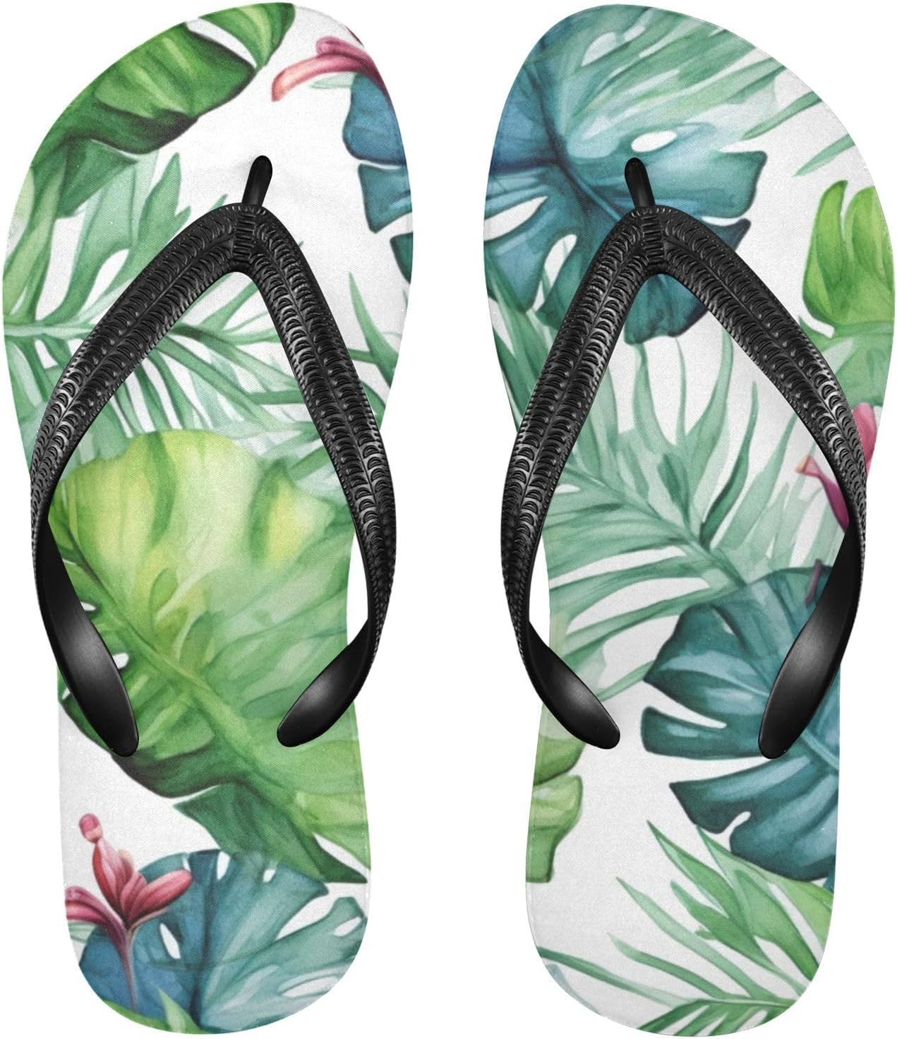 

Шлепанцы с рисунком пальм, пляжные летние повседневные сандалии для женщин и мужчин, тапочки для душа, размер XS Kfbe, Leaves