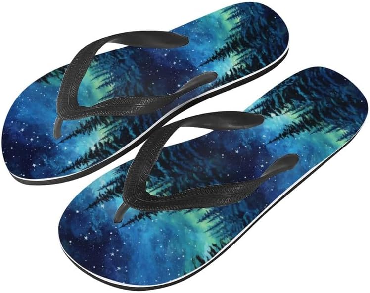 

Сандалии Semiouray Women Galaxy Flip Flop, шлепанцы с рисунком черепа животного и бабочки, удобная обувь для отеля и путешествий, Vintage Forest Print