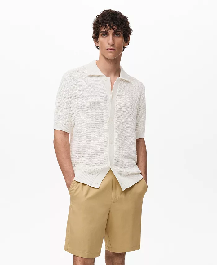 

Мужская хлопковая трикотажная рубашка Mango, белый