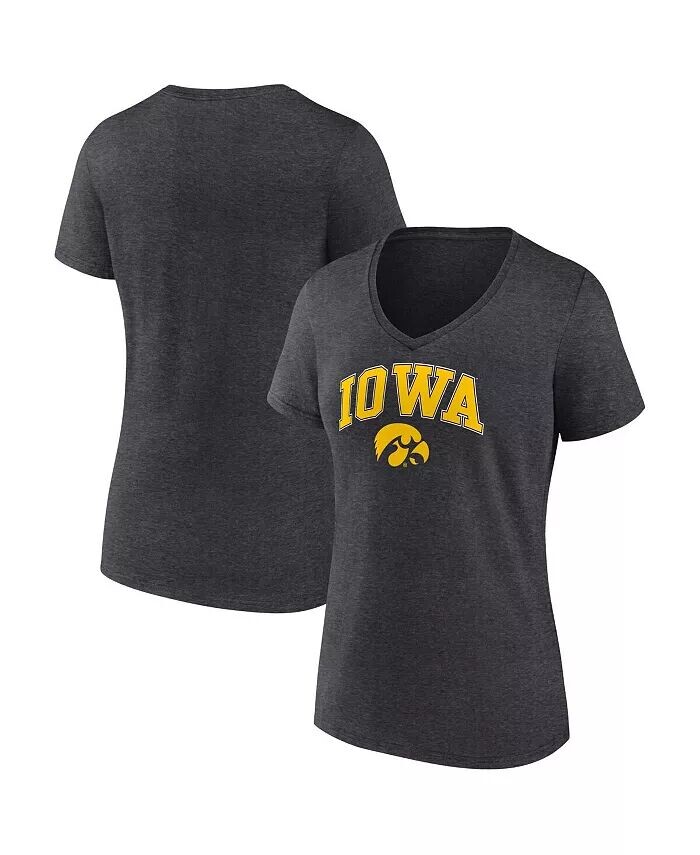 

Женская футболка с v-образным вырезом Heather Charcoal Iowa Hawkeyes Evergreen Campus Fanatics