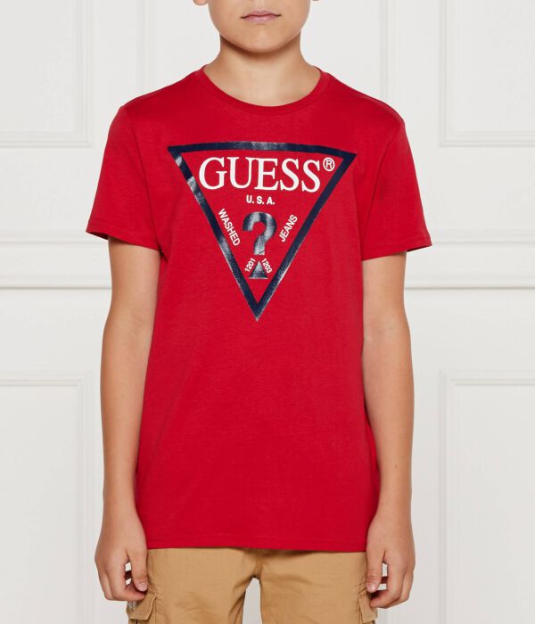 

Футболка женская Guess с фирменным принтом, красный