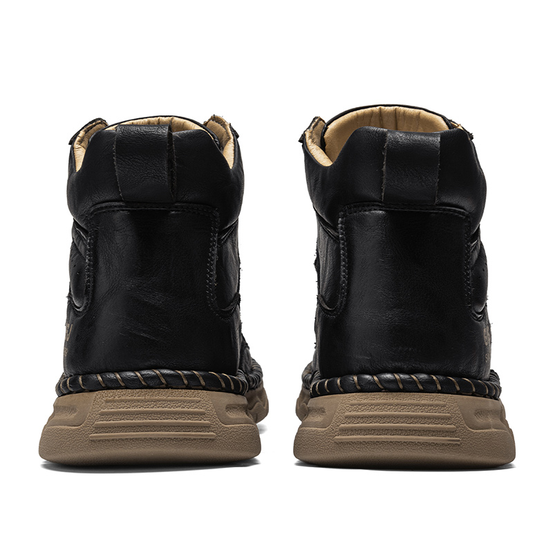 G.N.SHIJIA Черные короткие уличные ботинки Black Gold Ox Collection с подкладкой из флиса для мужчин высотой 4 см, цвет Black (Fleece-Lined) — фото 4