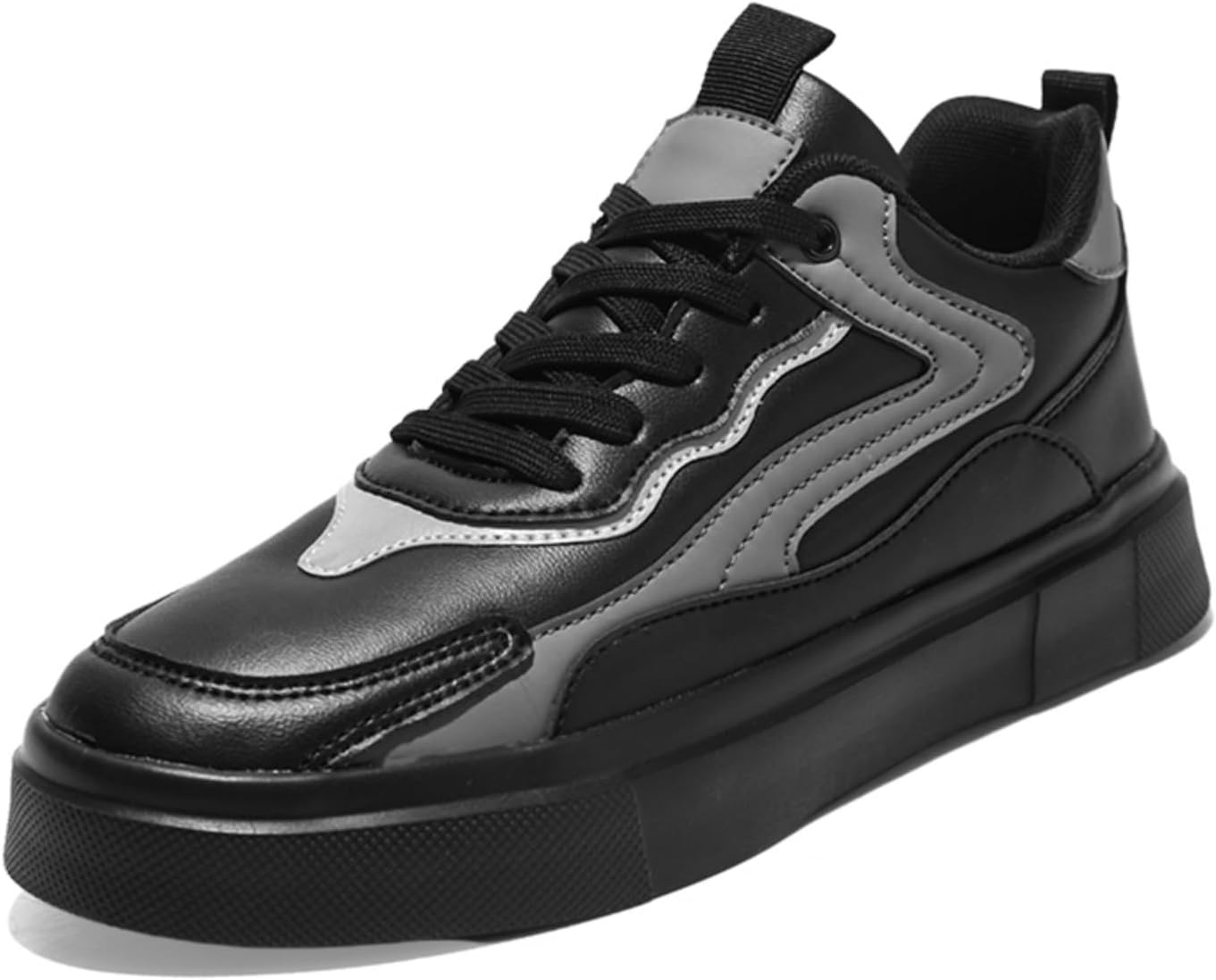 

Мужские дышащие спортивные повседневные кроссовки с противоскользящей подошвой, удобные с толстой амортизирующей стелькой для ежедневной ходьбы, спорта и активного отдыха на свежем воздухе (бело-черно-сероe исполнение) Kelibasi