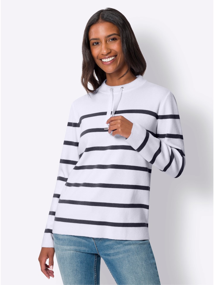 

полосатый свитер в темно-синюю и белую полоску Heine