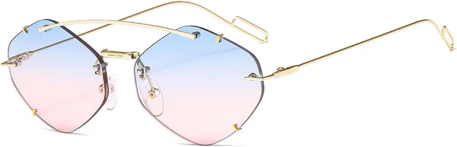 

Женские солнцезащитные очки Polygon без оправы, модные градиентные солнцезащитные очки, очки в стиле «конфетные» с защитой от УФ-излучения UV400 VVTWSSW, C5 Gold-blue Pink