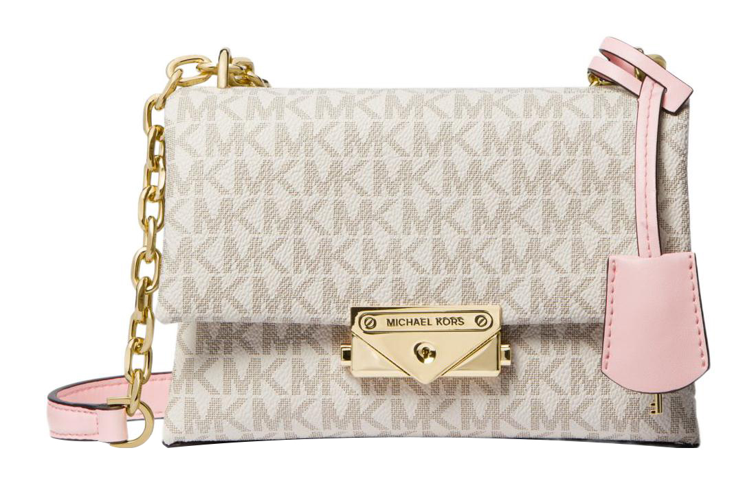 

Сумка через плечо Cece Canvas с хлопковыми лямками, женская, бело-розовая, MICHAEL KORS