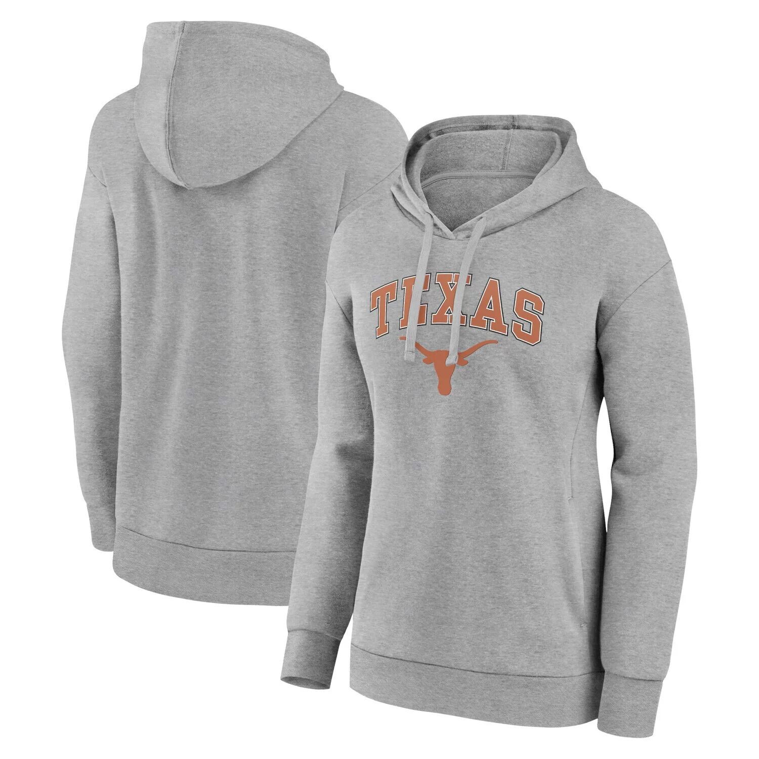 

Женский пуловер с капюшоном Fanatics Heather Grey Texas Longhorns Evergreen Campus Fanatics
