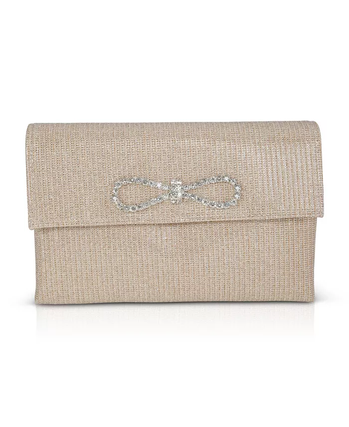 

Женская клатч-конверт Dakota Sparkle Jacquard с кристальным бантом Jewel Badgley Mischka, золотой