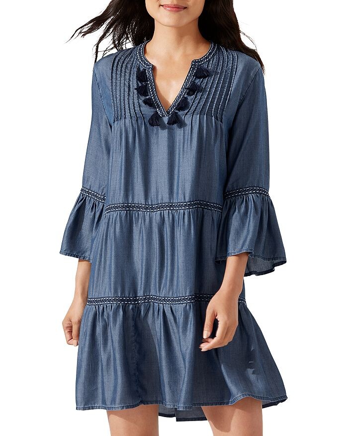

Платье для плавания Tommy Bahama из шамбре с вышивкой, синий