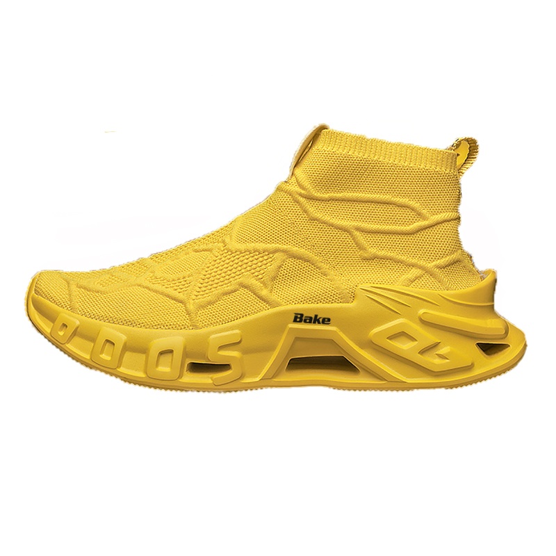 

BAKE Дышащие износостойкие нескользящие высокие повседневные кроссовки мужские желтые, цвет Yellow