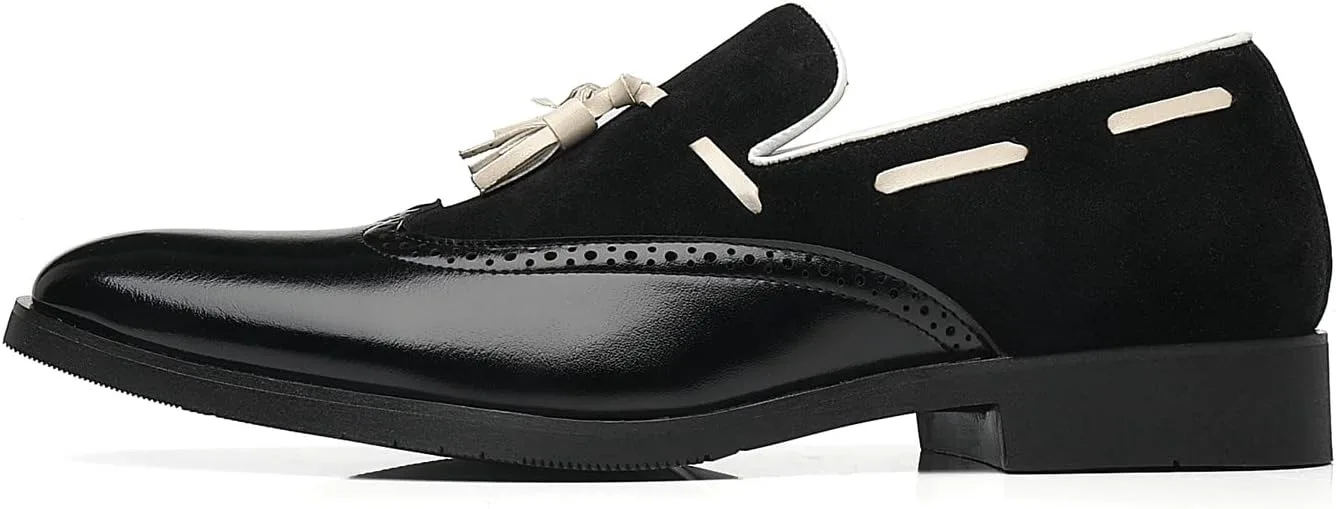 

Мужские лоферы с кисточками Santimon, крылья Brogue, винтажная деловая кожа, мокасины на шнуровке, повседневные оксфорды, черный