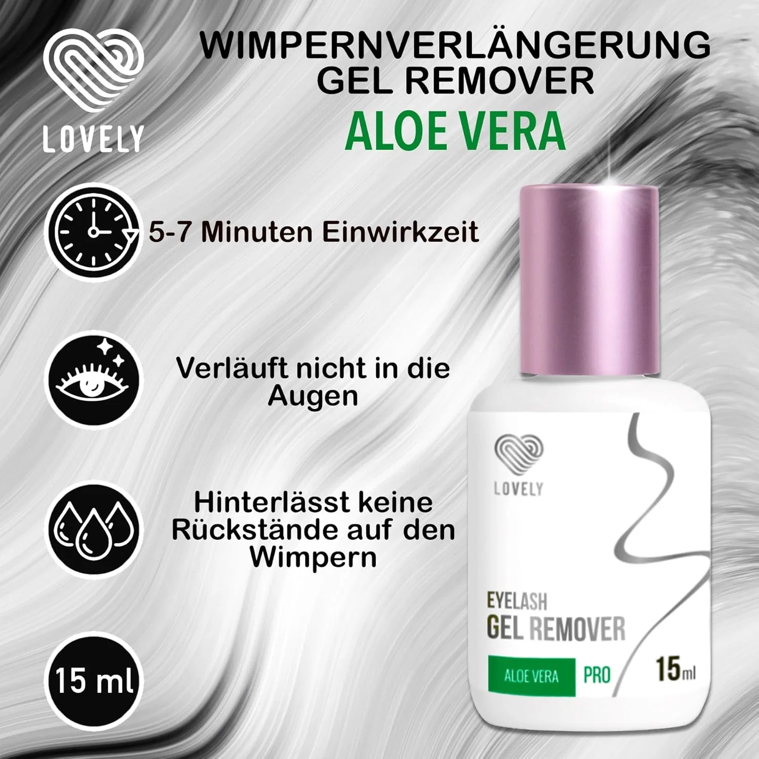 Гелевый ремувер для наращивания ресниц Lovely, 15 мл, аромат алоэ вера Lovely, Aloe — фото 3