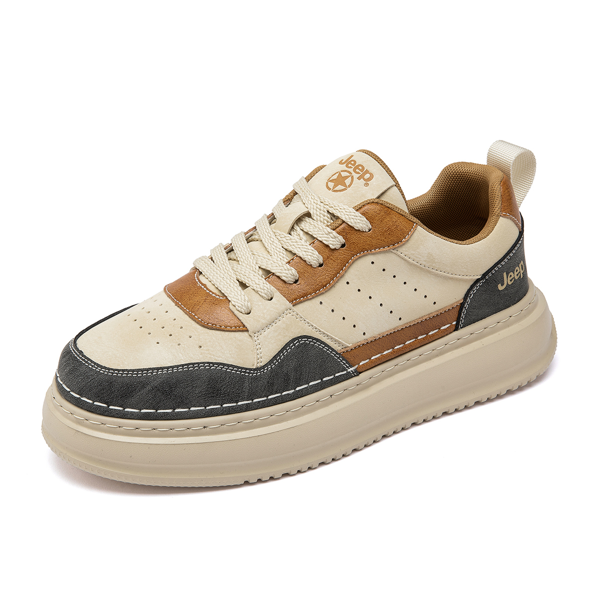 

Jeep Низкие скейтерские кроссовки мужские бежево-коричневые, цвет Beige Brown