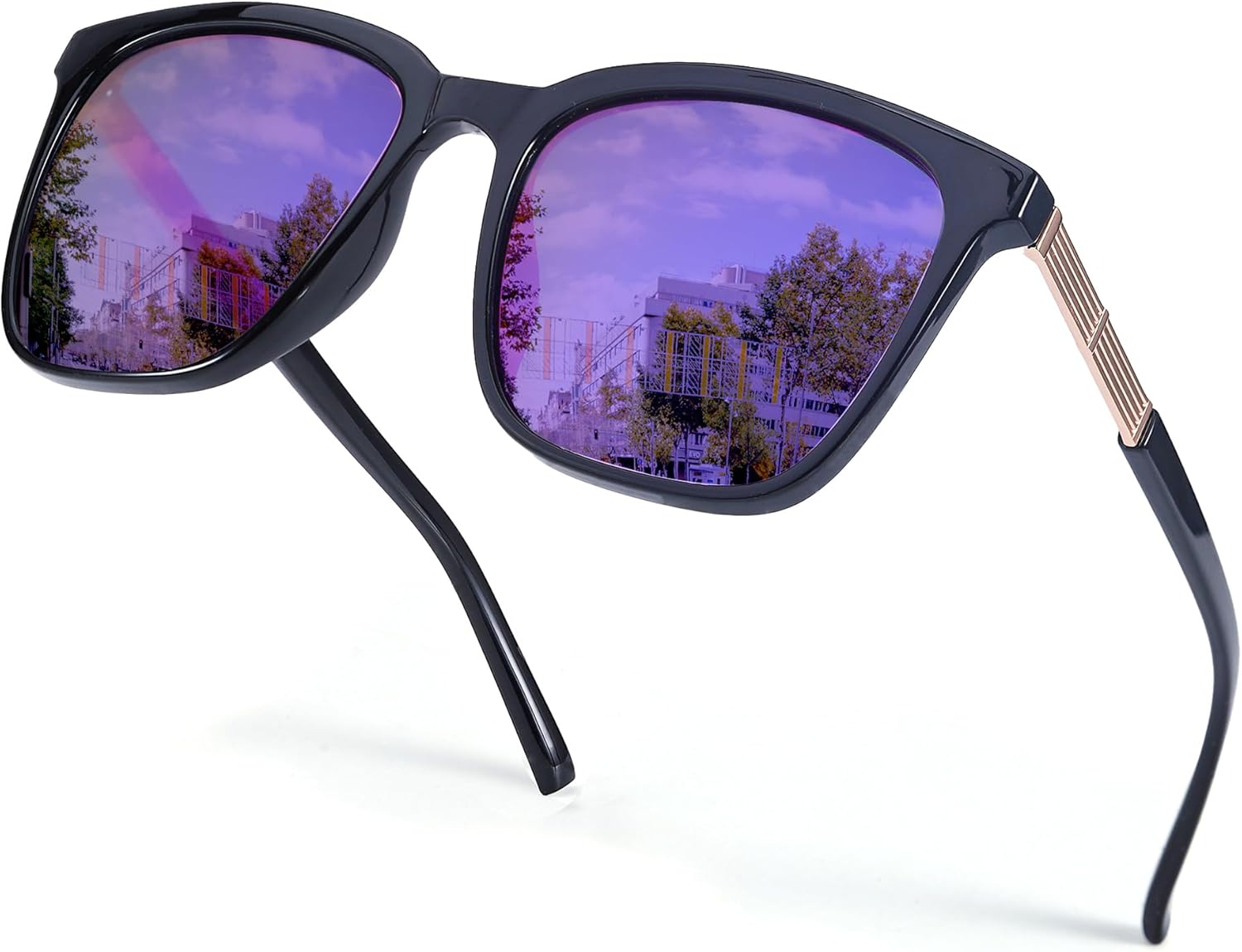 

Солнцезащитные очки SIPHEW увеличенного квадратного размера для женщин | Легкие модные солнцезащитные очки со 100% защитой от УФ-излучения UV400 | Модные зеркальные линзы, A02-black Frame Deep/Purple Lens