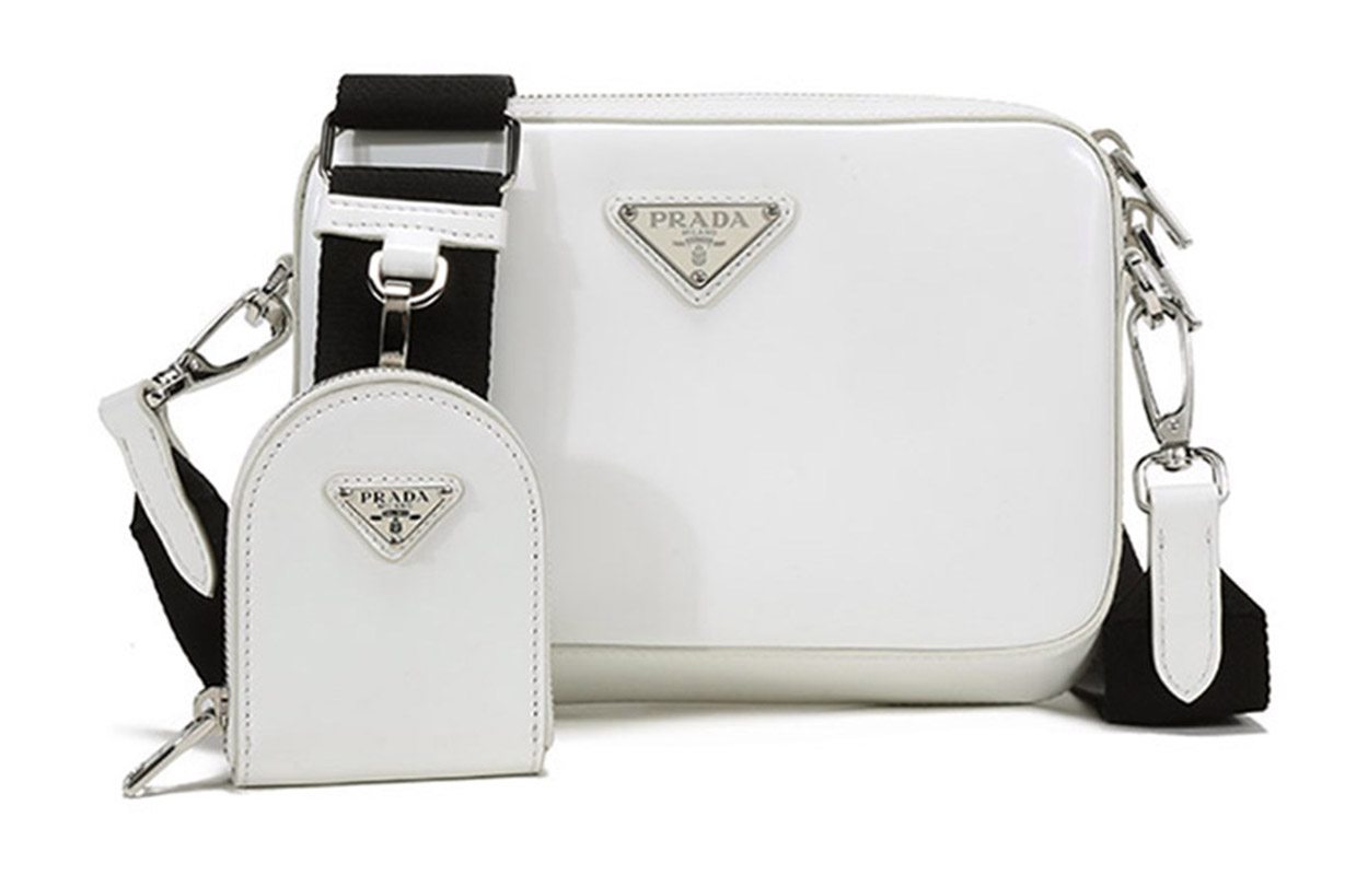 

PRADA Сумка через плечо, женская, кожаная, с маленьким мешочком, белая