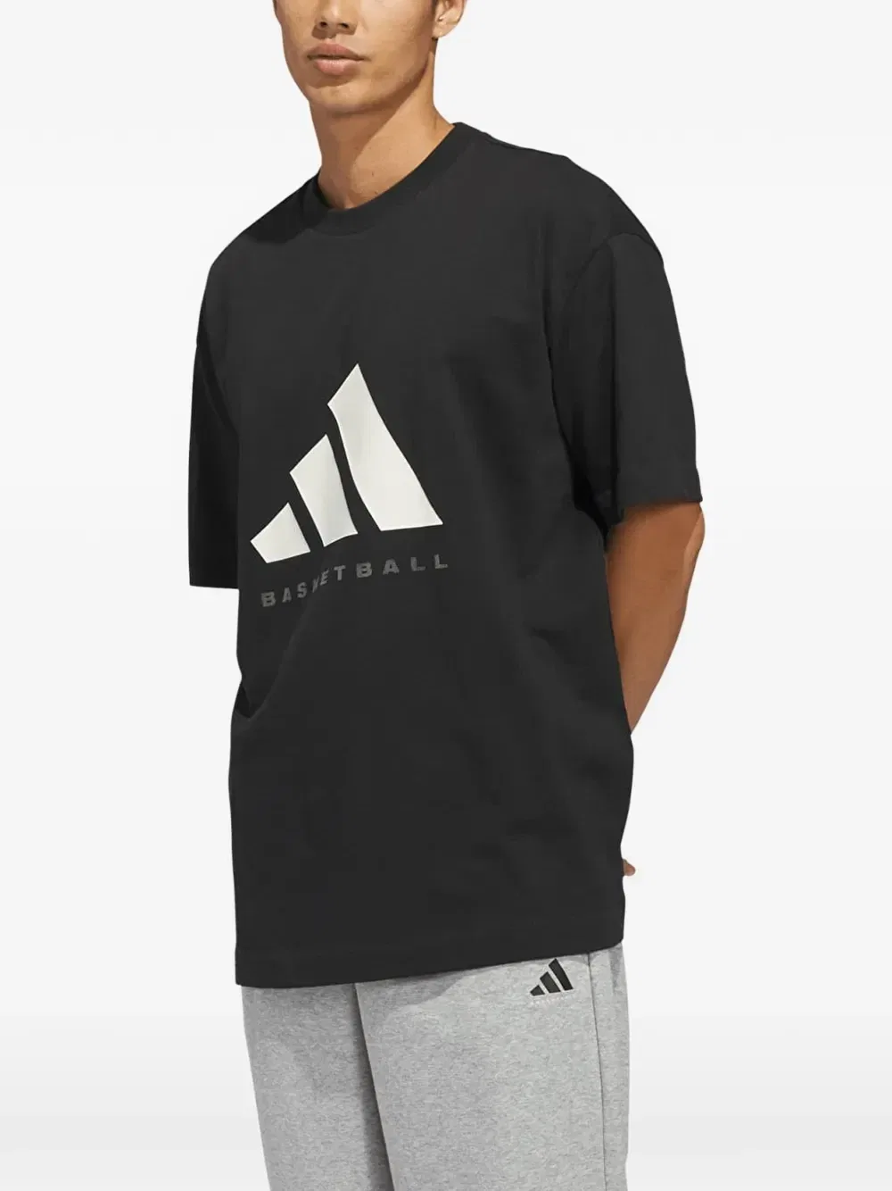 Футболка из хлопка с логотипом Adidas, черный — фото 2