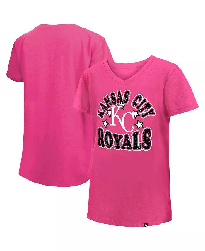 

Розовая футболка Big Girls Kansas City Royals Jersey Stars с v-образным вырезом New Era, розовый