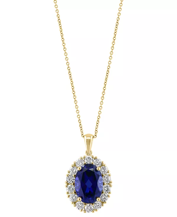 

Ожерелье с подвеской Effy овальной формы с ореолом из 18-дюймового золота 14 карат с выращенными в лаборатории рубинами (6-3/4 карата) и бриллиантами (1-3/8 карата) Effy Collection, sapphire
