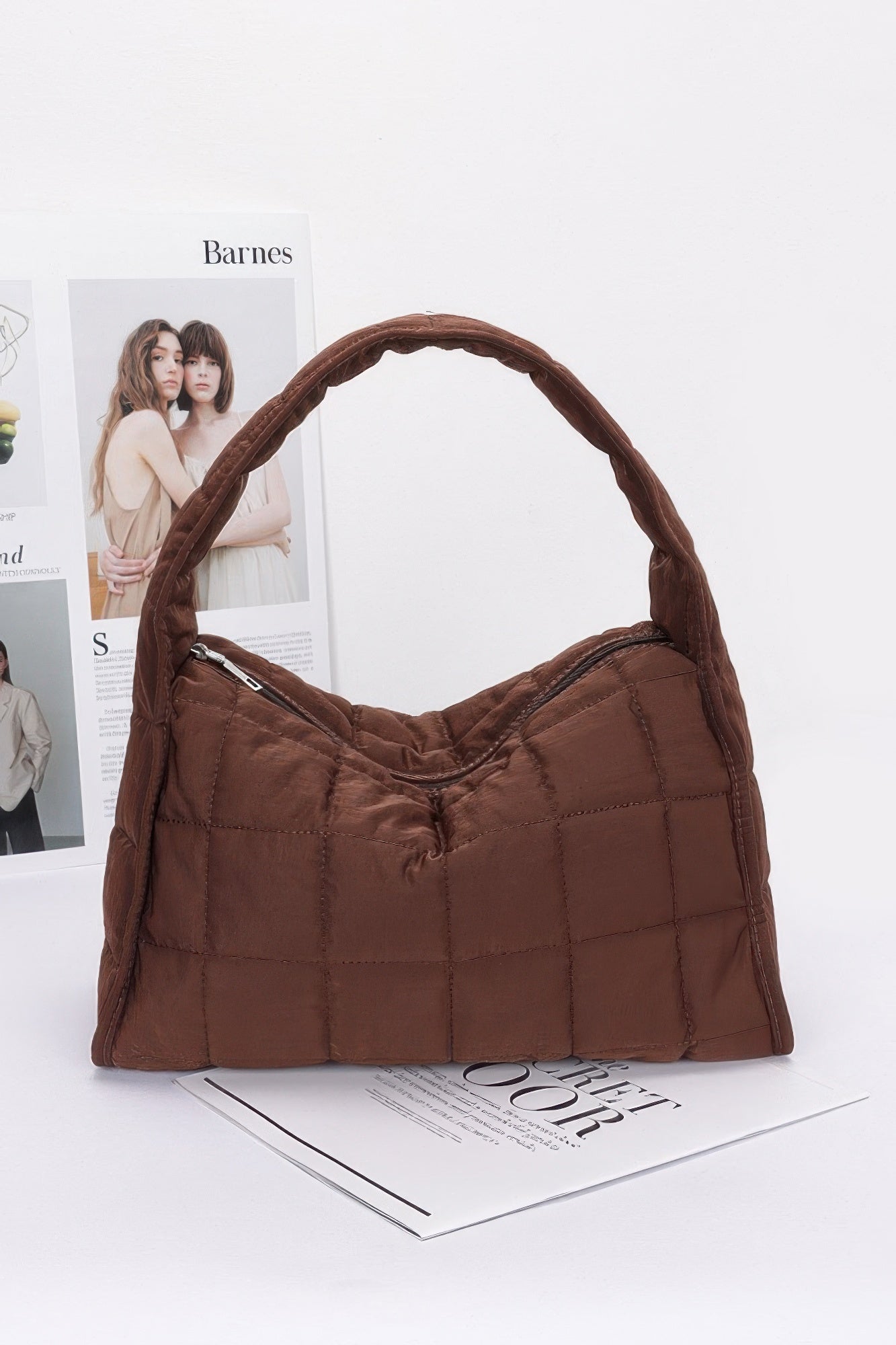 

Стеганая нейлоновая сумка через плечо FASHNZFAB, коричневый
