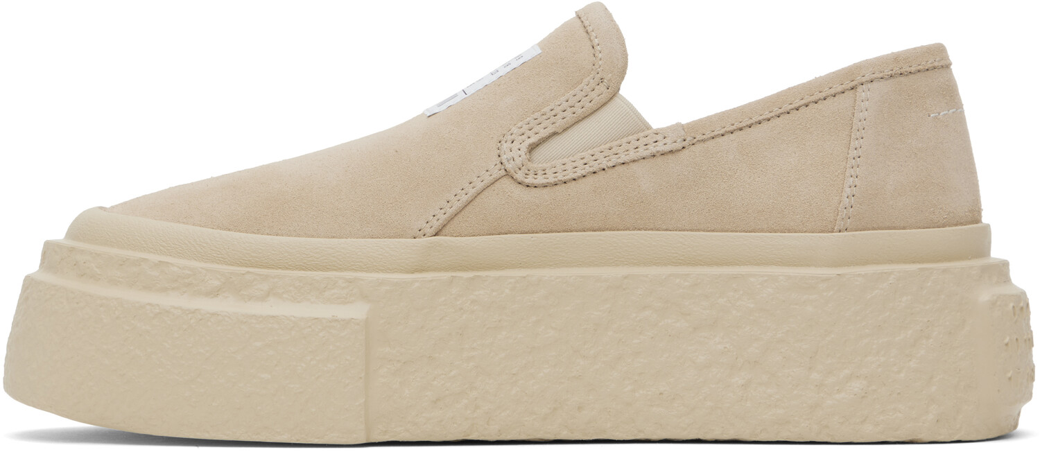 Бежевые замшевые кеды на платформе Slip-On MM6 Maison Margiela, Semolina — фото 3