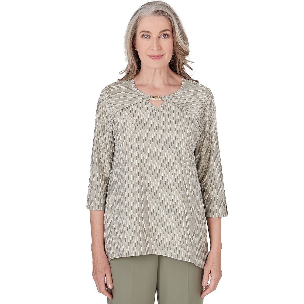 

Женский трикотажный топ в рубчик Alfred Dunner Sunset, цвет Aloe
