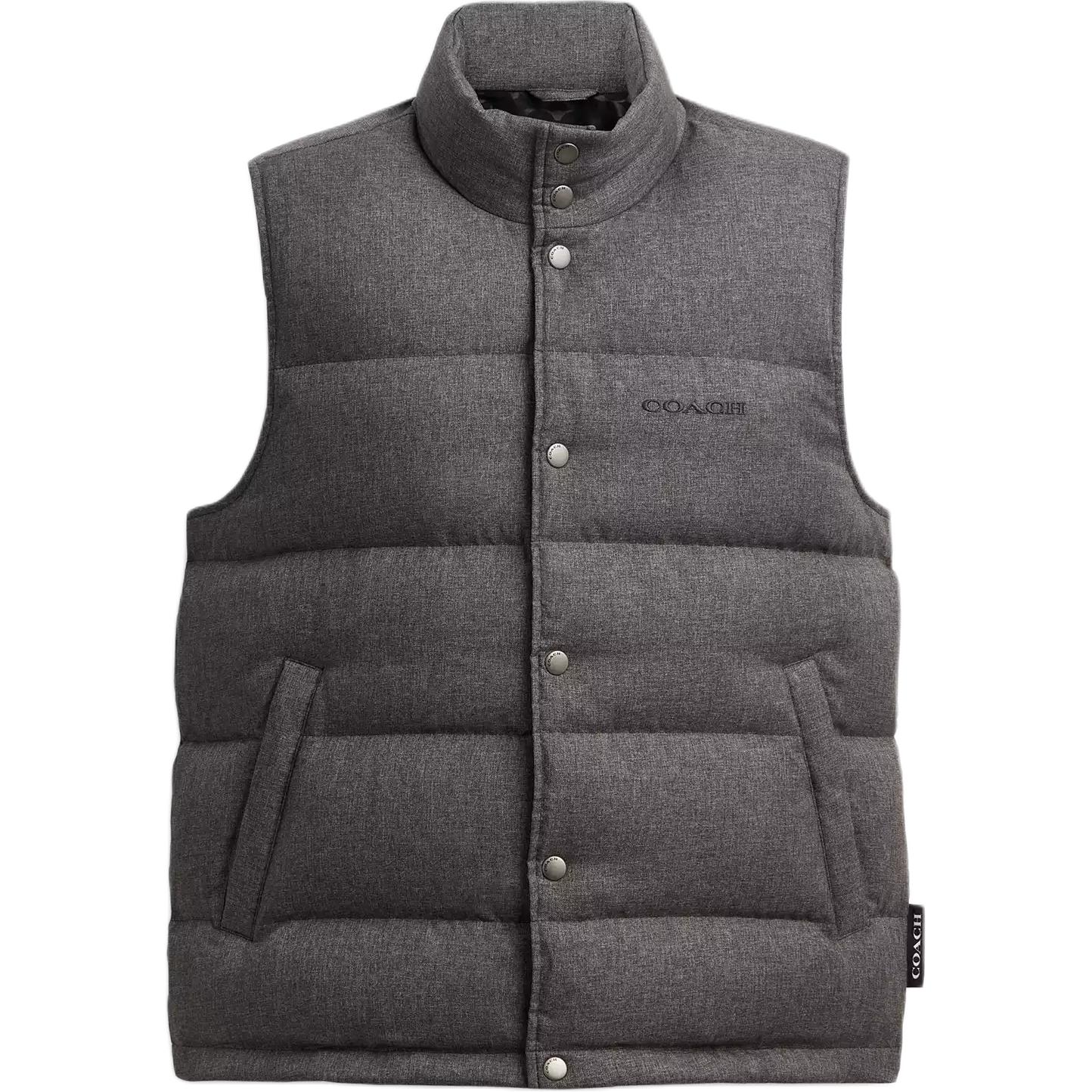 

Coach Пуховый жилет мужской, темно-серый, с воротником-стойкой, средней толщины, другие цвета