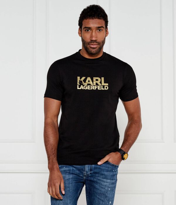 

Футболка мужская Karl Lagerfeld с золотым логотипом, черный