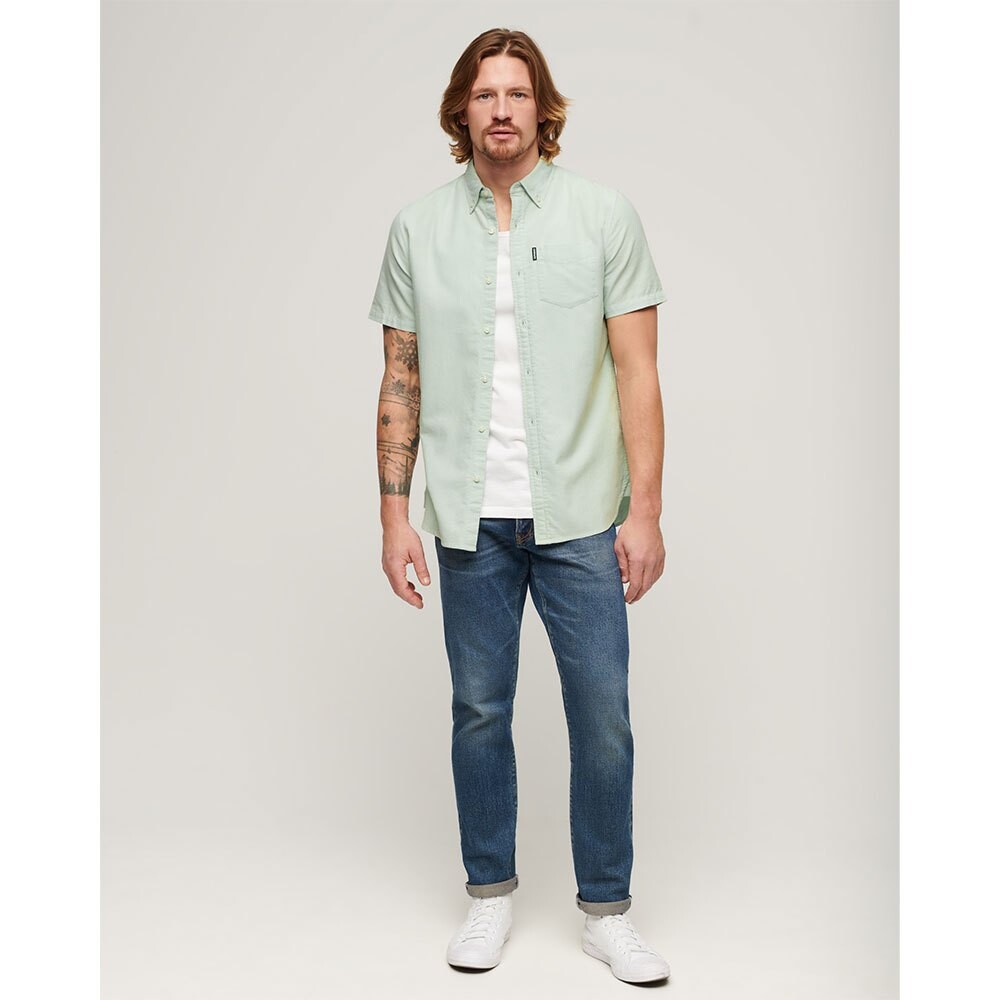 Рубашка с коротким рукавом Superdry Vintage Oxford, зеленый — фото 3