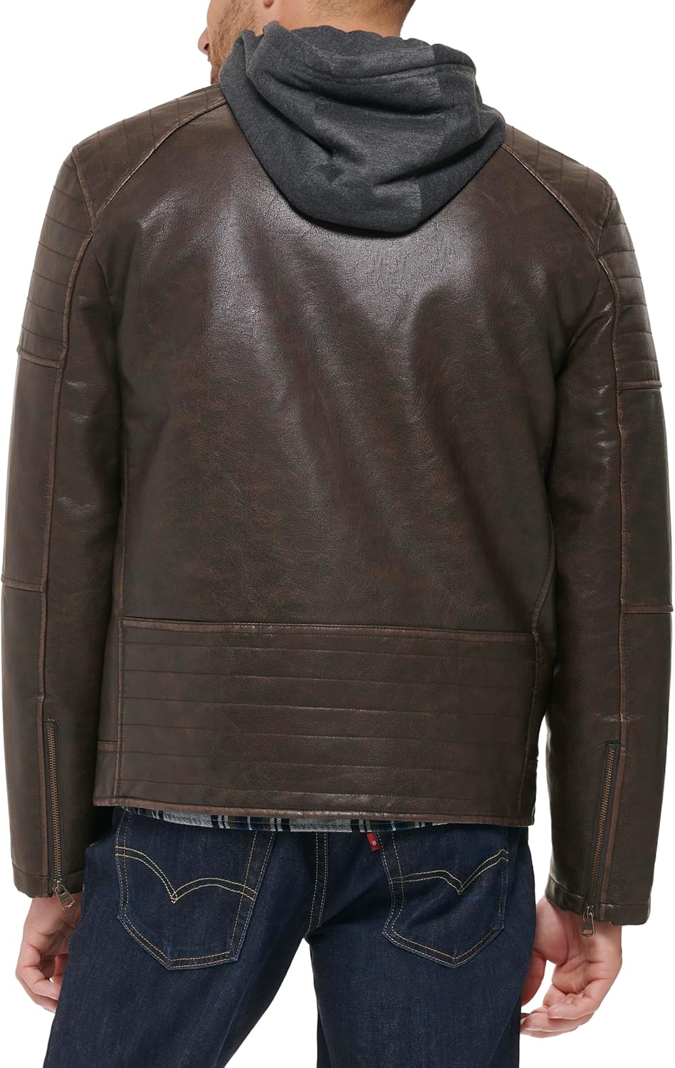 Мужская гоночная куртка Levi's из искусственной кожи, Deep Brown Modern Hooded — фото 3