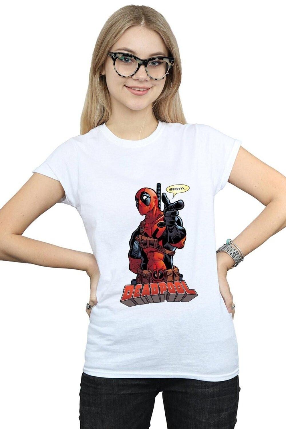 

Хлопковая футболка «Дэдпул, эй, ты» Marvel, белый