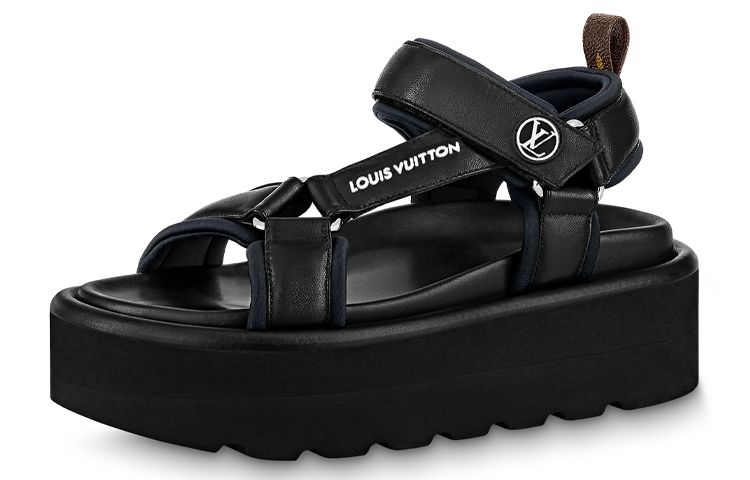 Шлепанцы женские Louis Vuitton на плотной подошве, черный