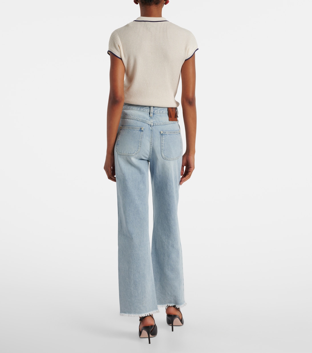Джинсы с расклешенными штанинами средней посадки Valentino, Denim Blu Lav Chiaro — фото 3