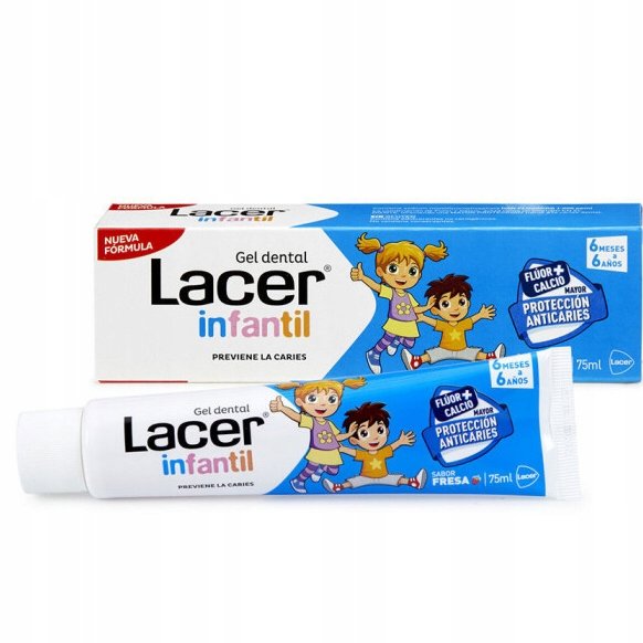 Гелевая зубная паста для детей Lacer Strawberry 2-6 лет 75 мл — фото 2