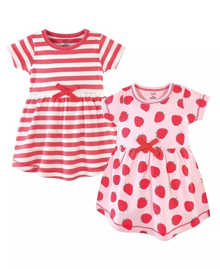 

Платье с короткими рукавами из органического хлопка для девочек, 2 шт., цвет черный, с красным сердцем Touched by Nature, красный