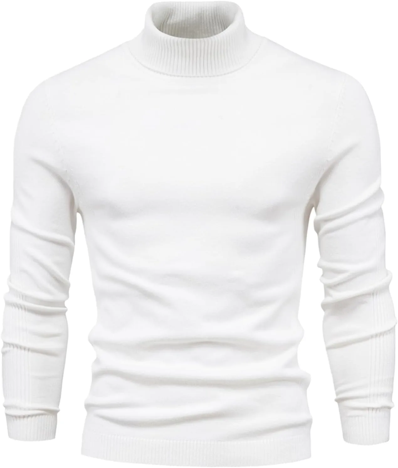 Мужской свитер с высоким воротником и длинным рукавом, риб, pure cotton, slim fit