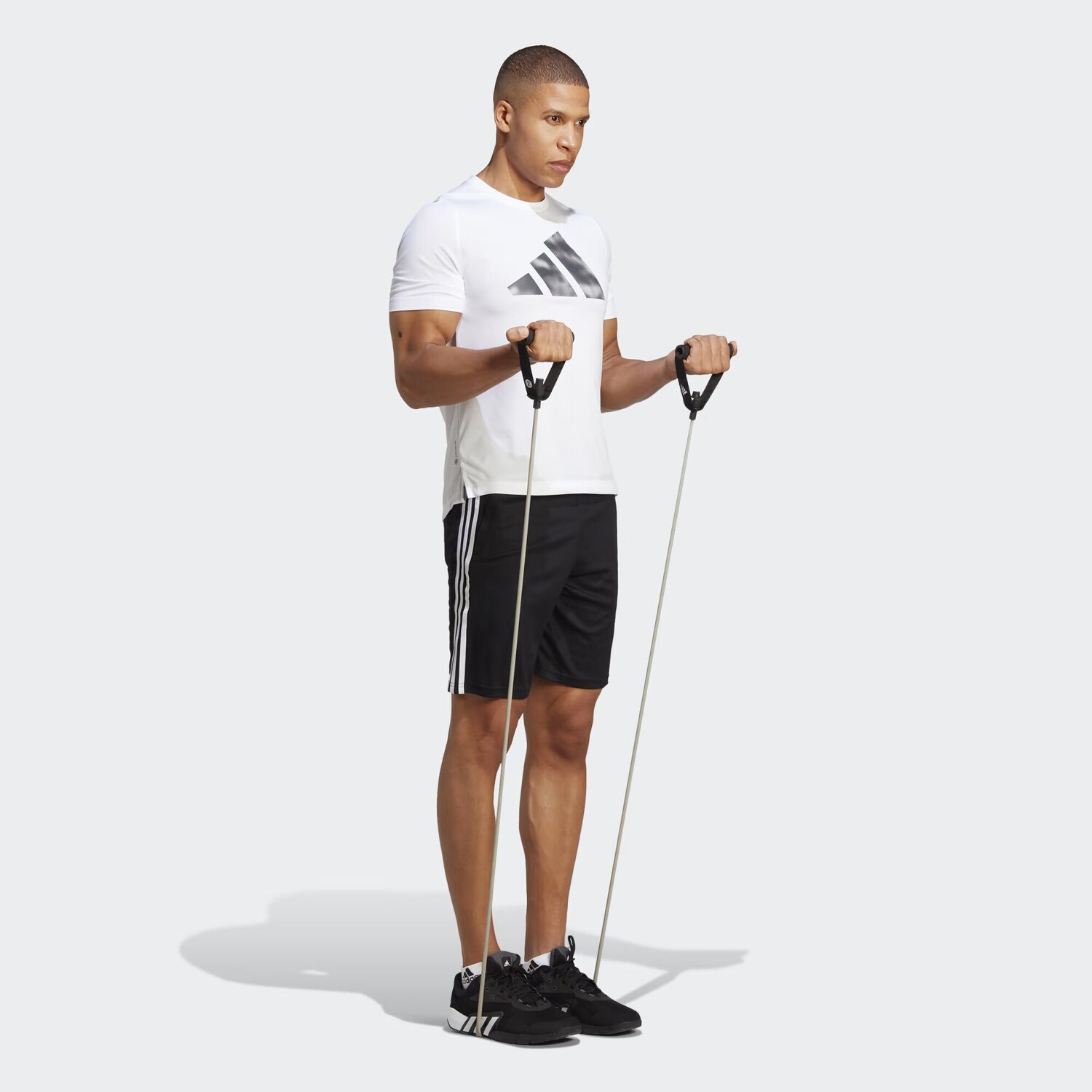 Тренировочные шорты из пике с 3 полосками Train Essentials Adidas, цвет Black/White — фото 3