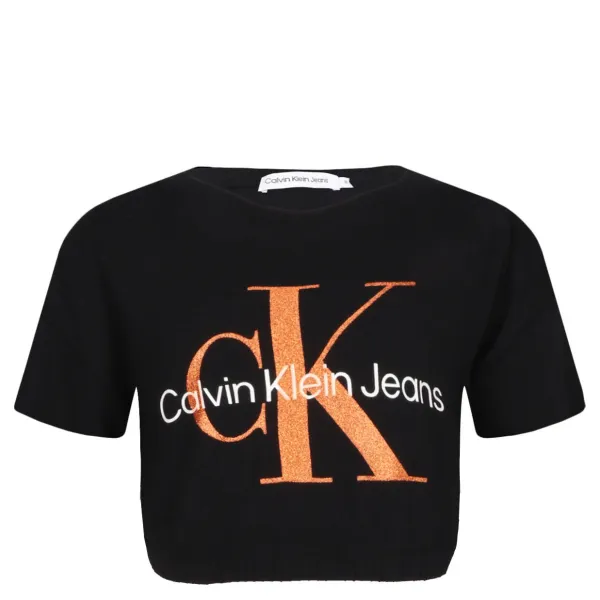

Укороченная футболка Calvin Klein, черный
