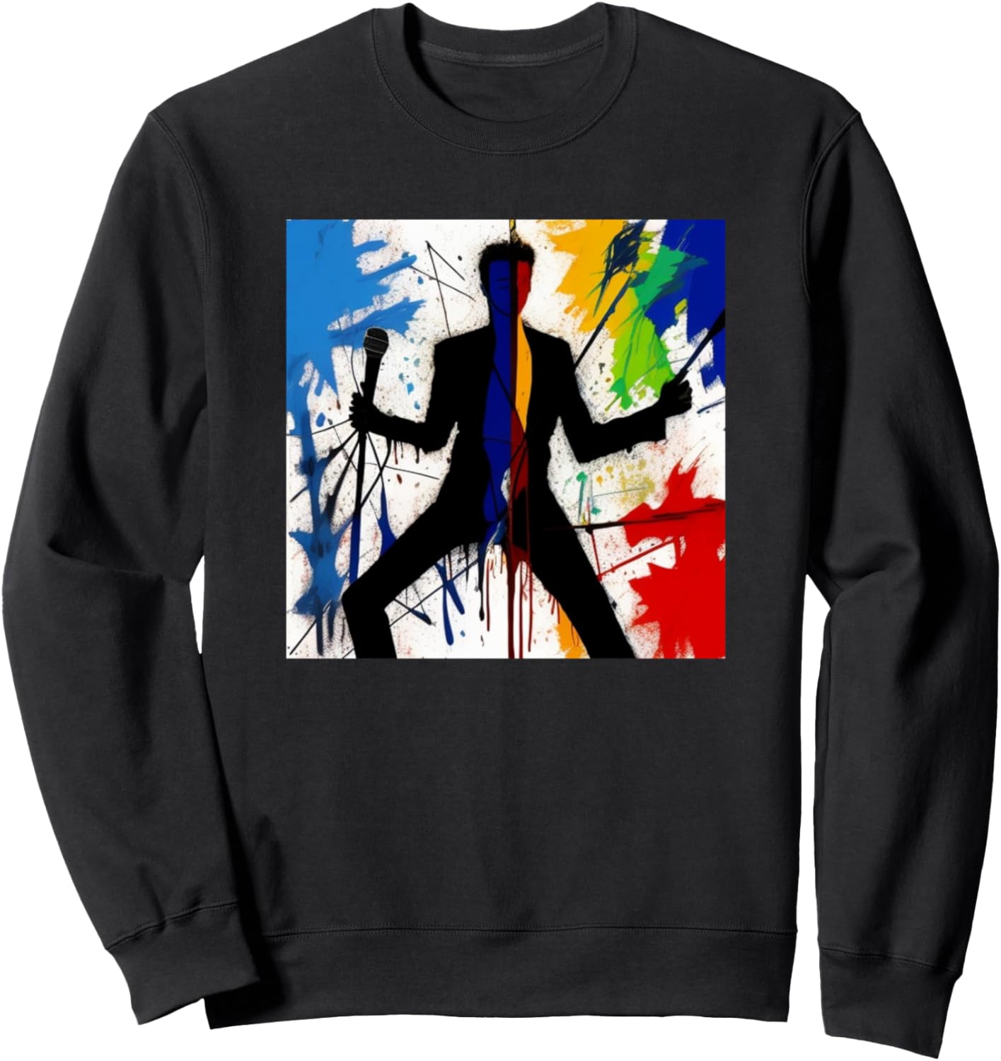 

Изображение певца, силуэт мужчины, красочный, певец, толстовка Singer Music - Art Men Women Kids Boys Girls Gift, черный