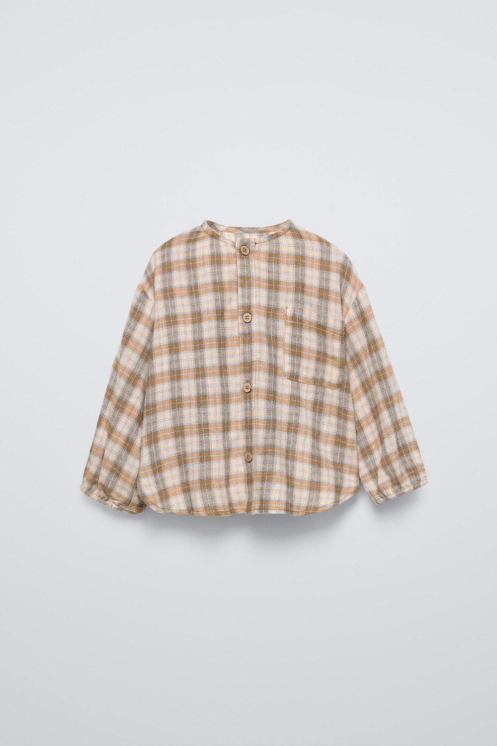 

Клетчатая рубашка с карманом ZARA, охра