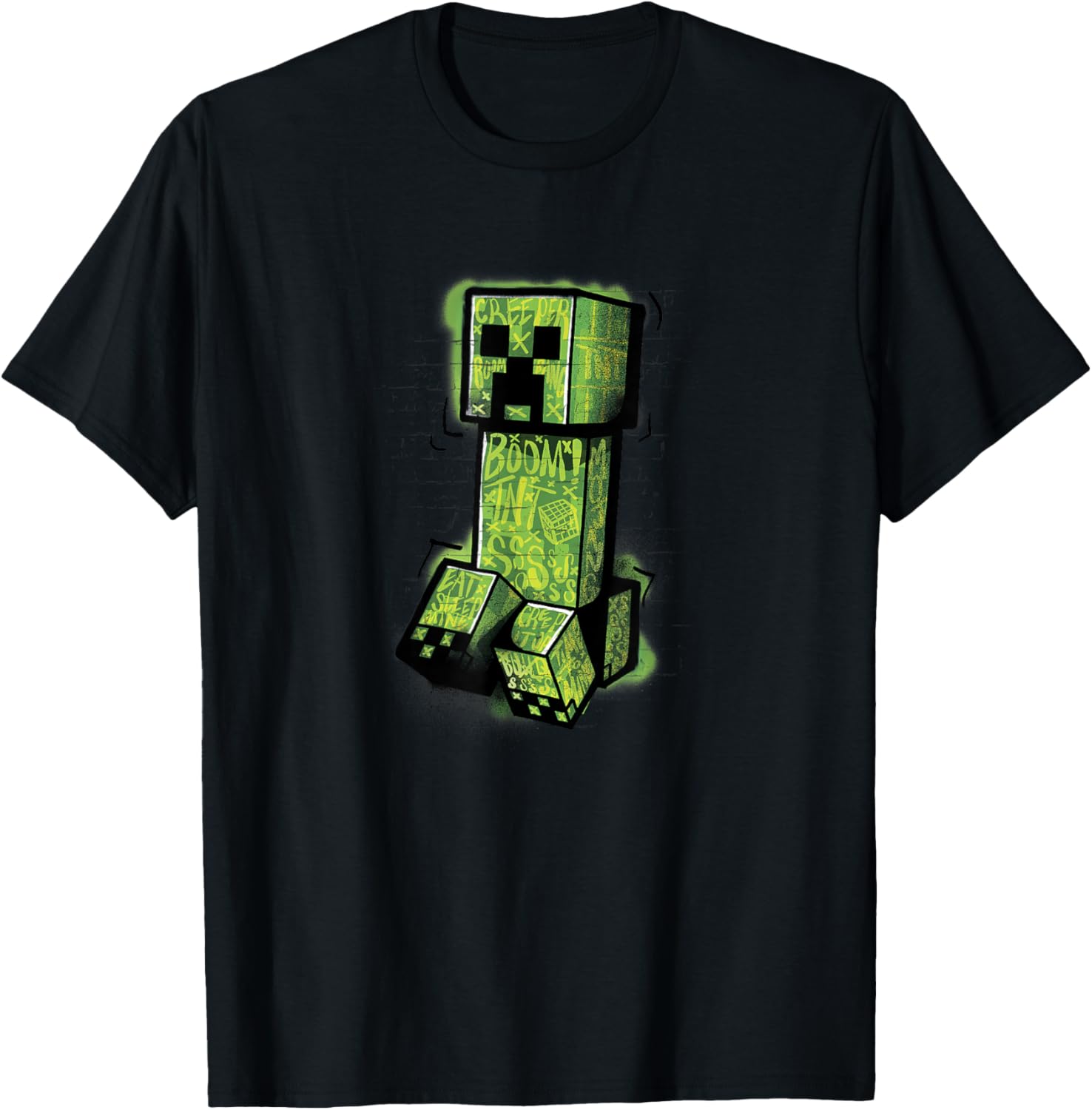 

Футболка с изображением крипера в стиле Minecraft, черный