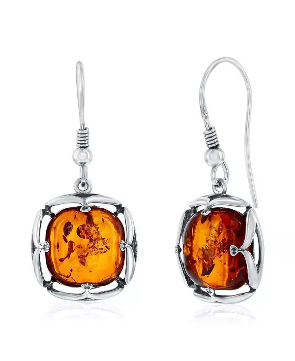 

Серьги-Подвески из стерлингового серебра с квадратным янтарем Caribbean Treasures, amber