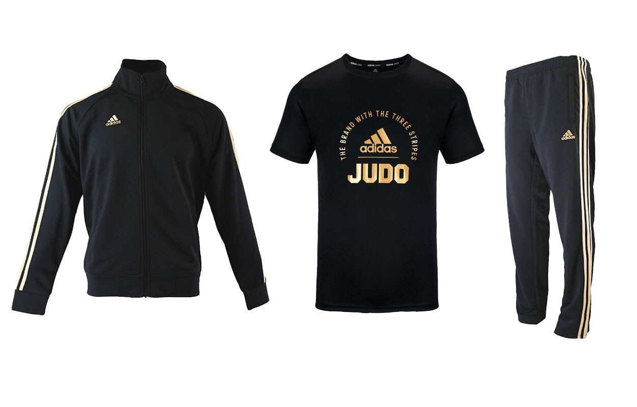 

Повседневный спортивный мужской комплект черного/золотого цвета Adidas, черный