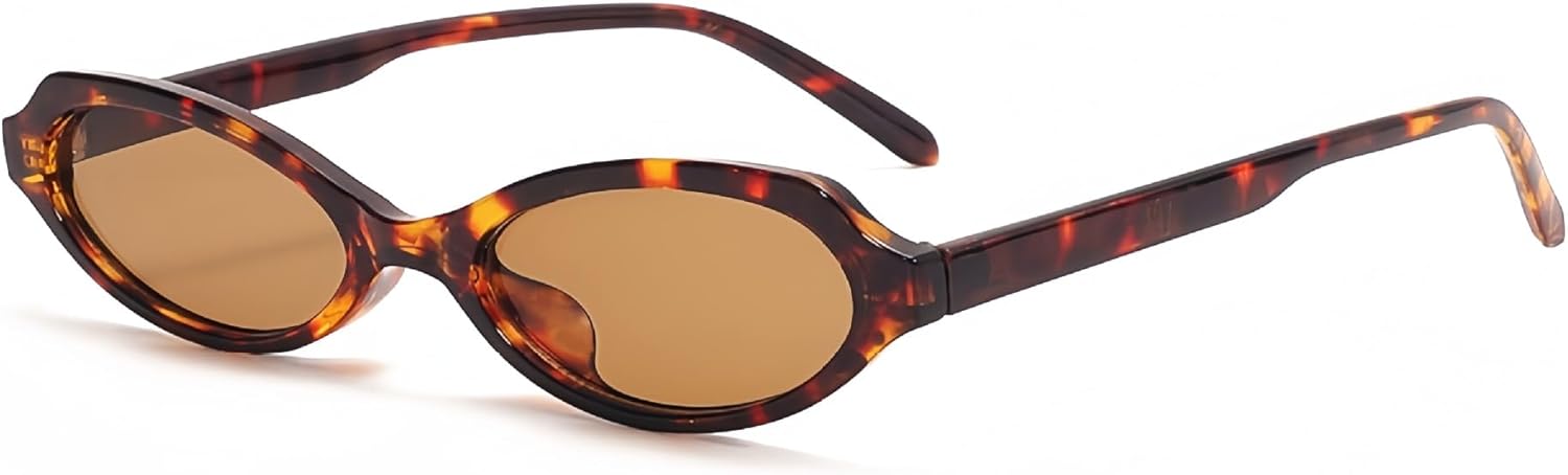 

Солнцезащитные очки для мужчин и женщин - защита UV400 - маленькие овальные линзы с леопардовым принтом, цветные, для занятий спортом на открытом воздухе и вождения QWBSER, 8